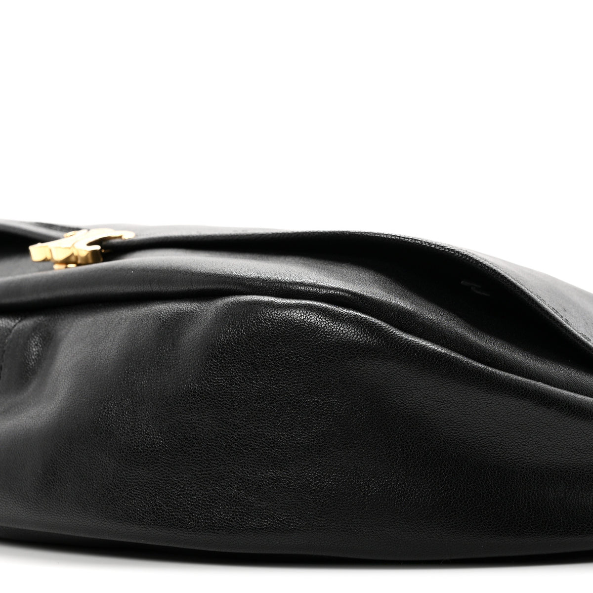 Celine Shiny Lambskin Soft Triomphe Half Moon Bag Black 9 of 9