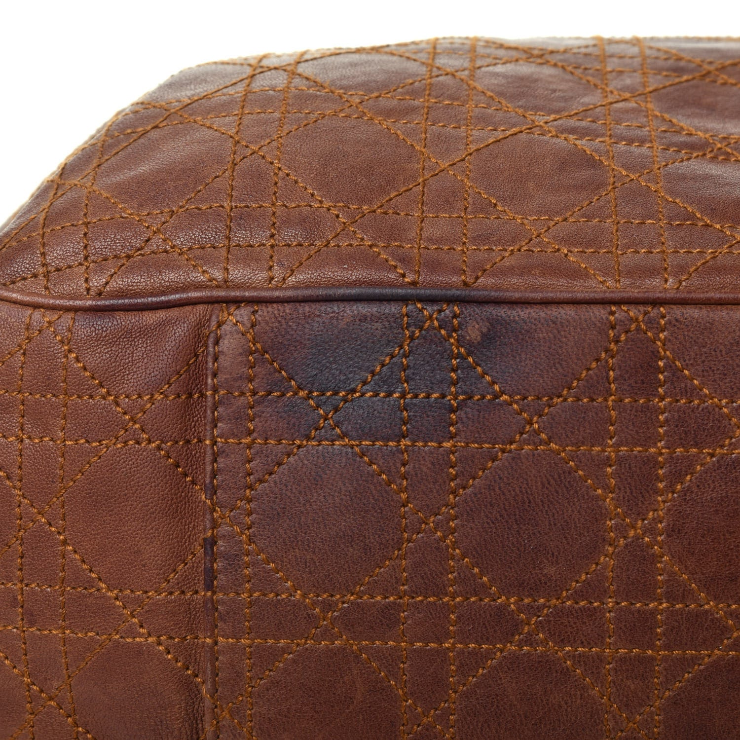 Christian Dior Lambskin Cannage Drawstring Bag Brown 10 of 10