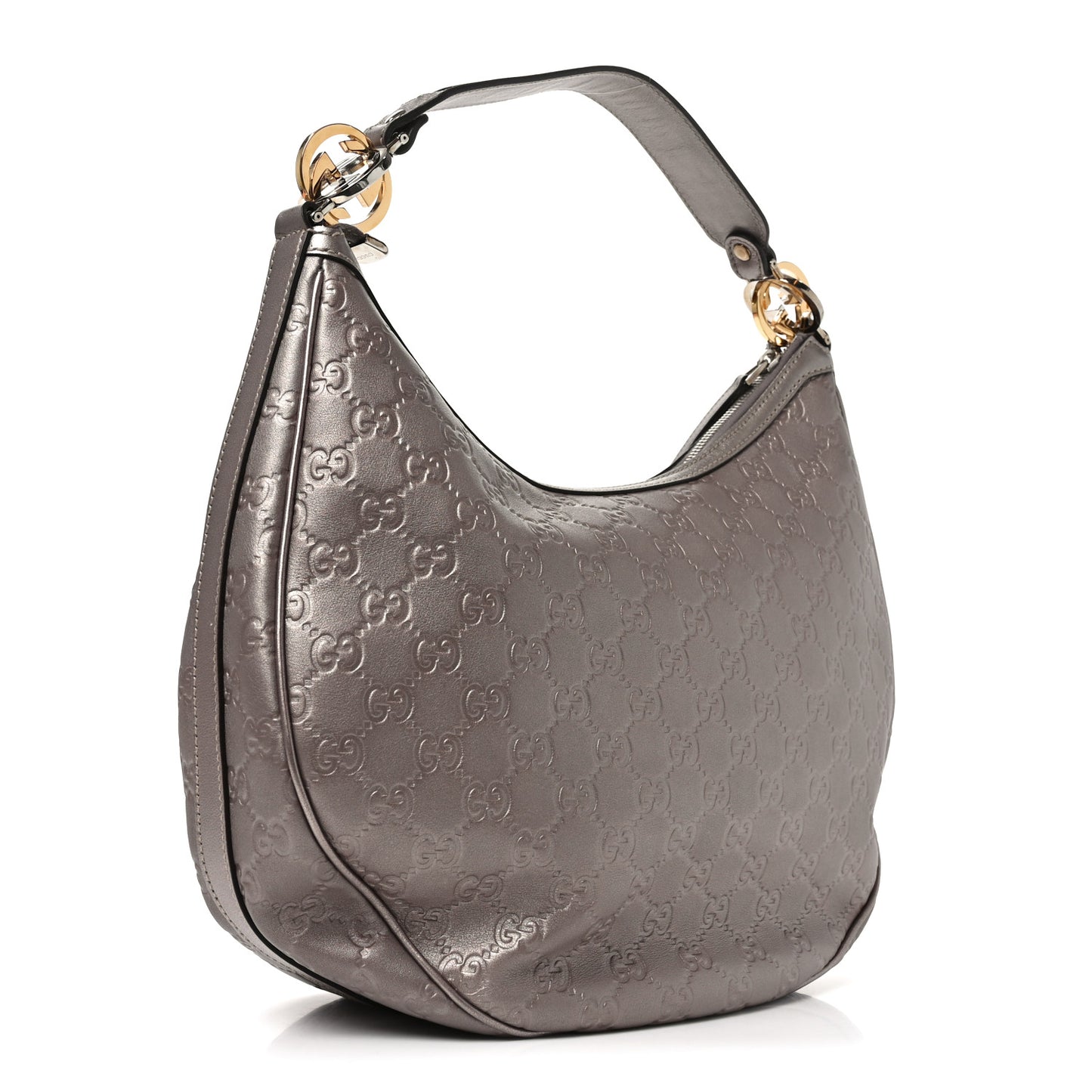 Metallic Guccissima Medium GG Twins Hobo Mauve