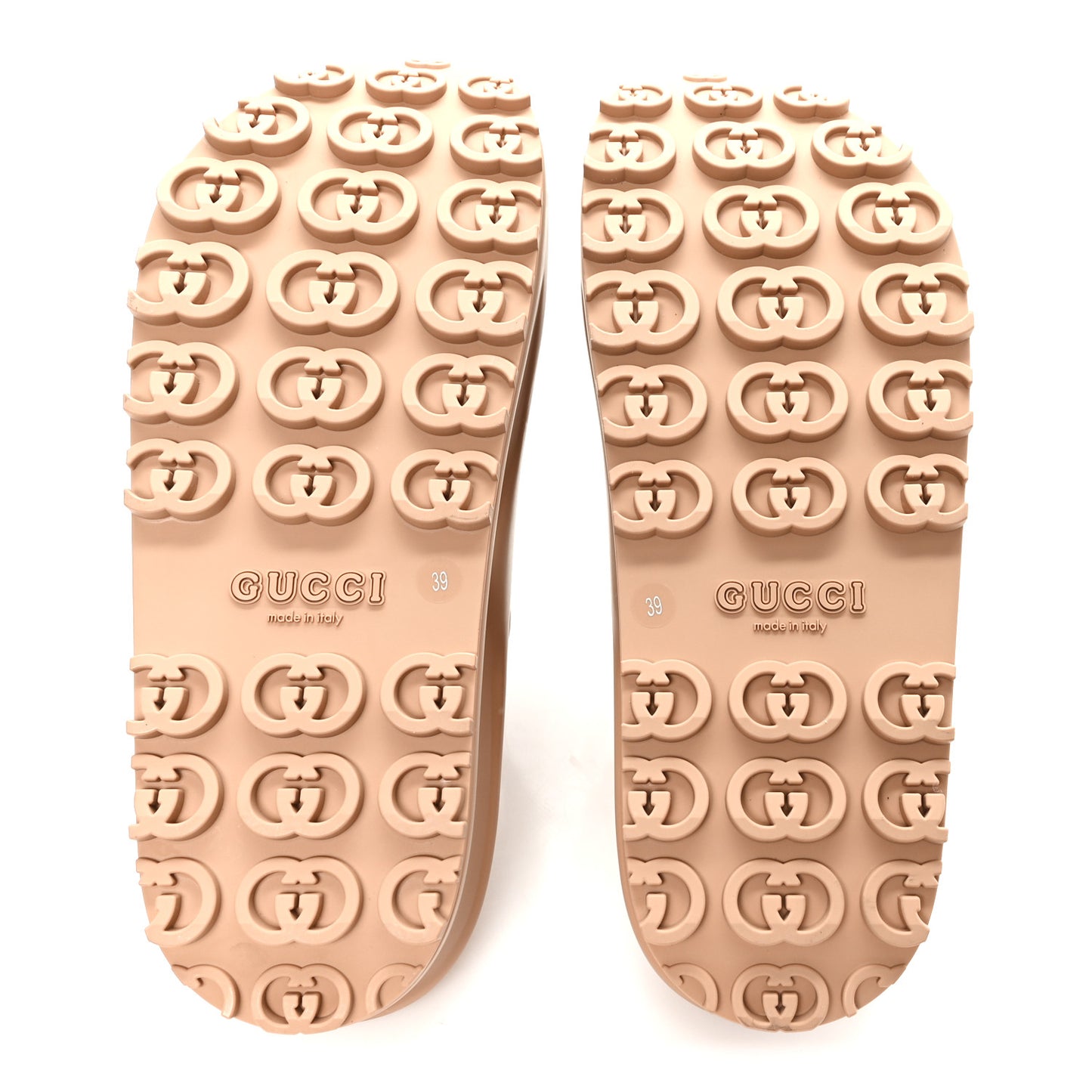 Soft Rubber Womens Interlocking G Platform 42mm Slide Sandals 39 Vintage Camel
