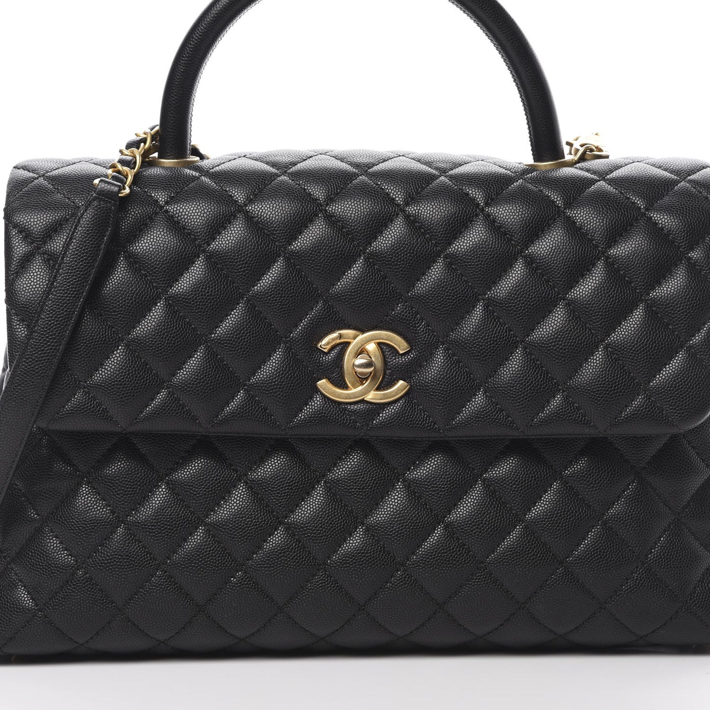 Caviar Quilted Medium Coco Handle Flap Black
