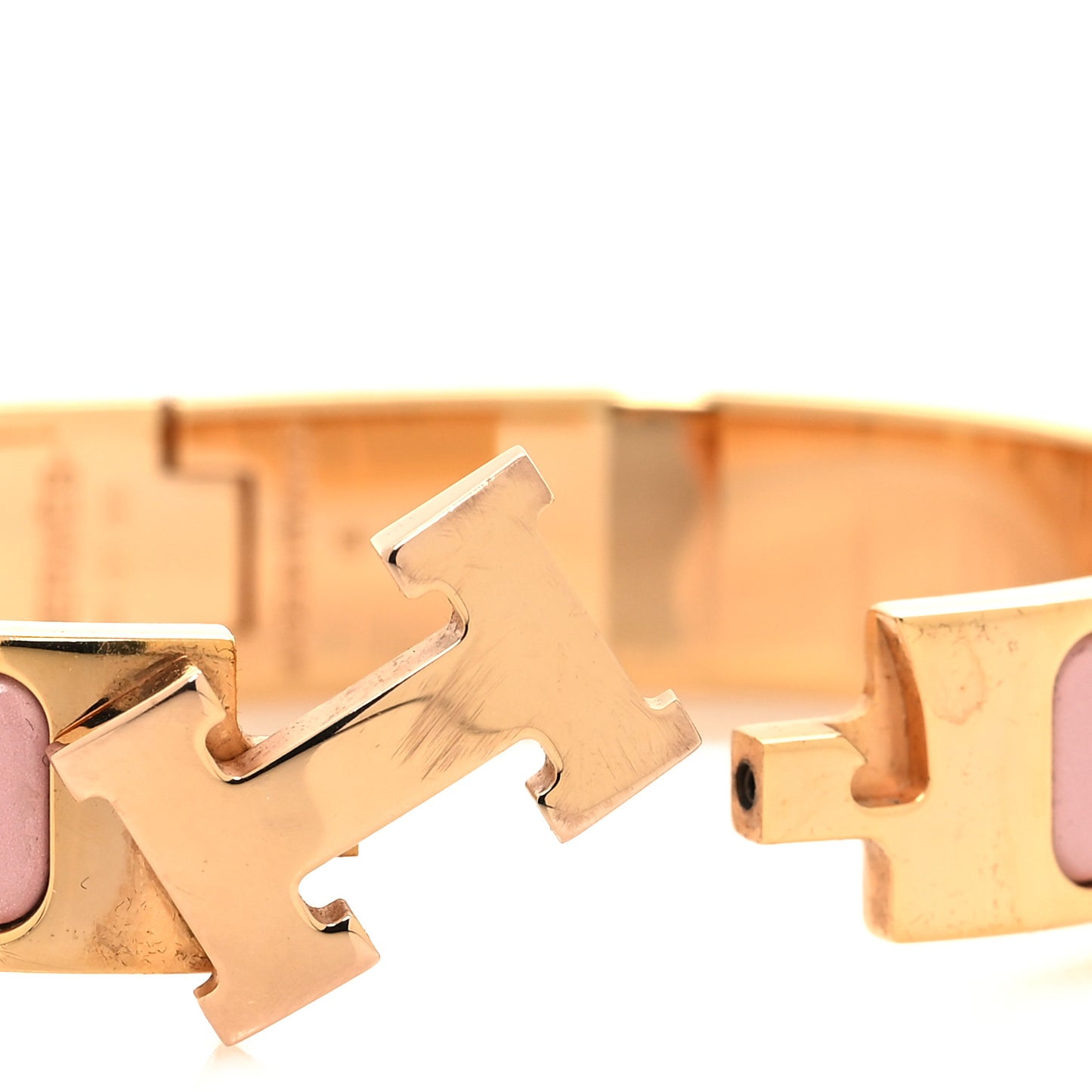 Enamel Narrow Clic Clac H Bracelet PM Rose Nacarat