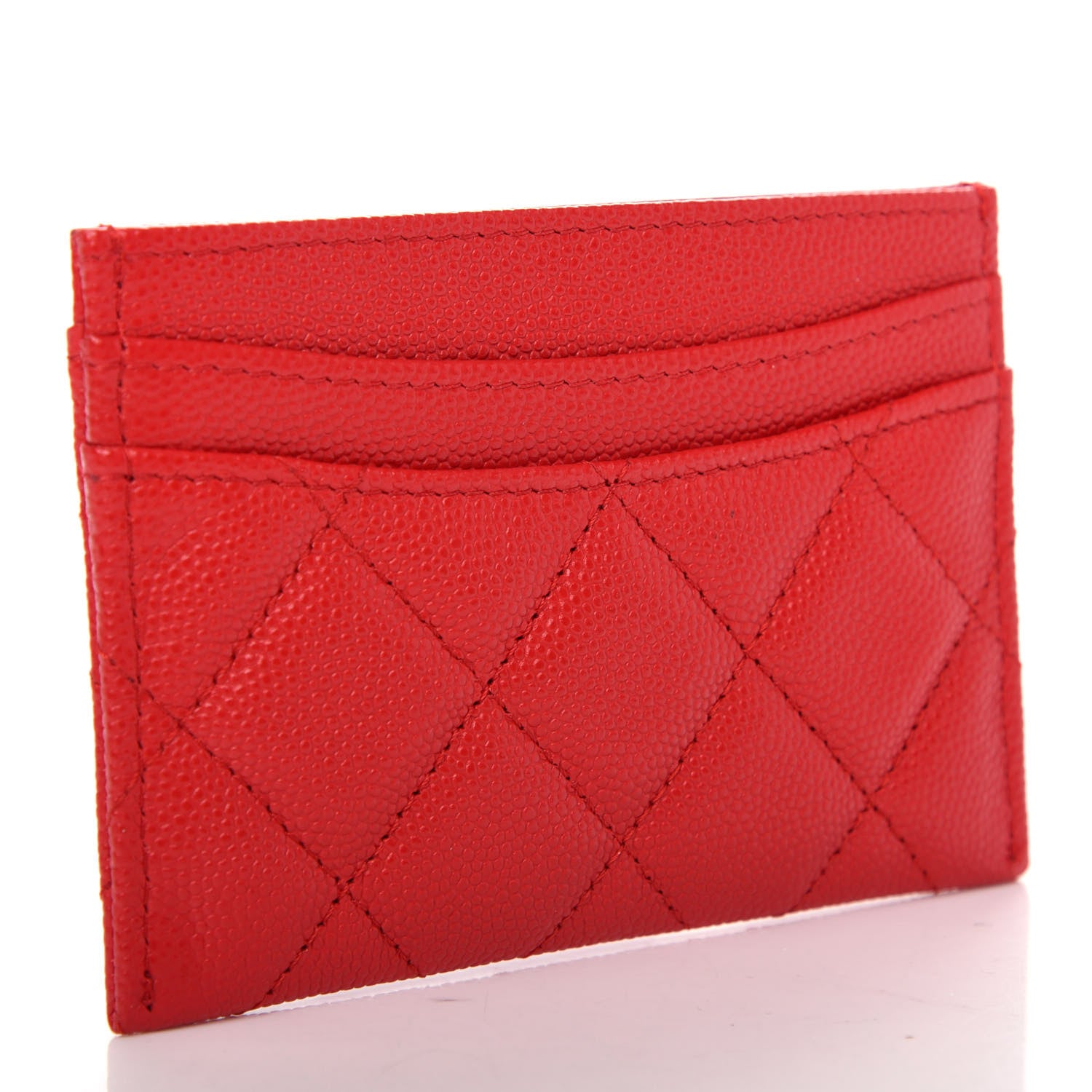 Chanel Caviar Quilted Card Holder Red 3 of 9