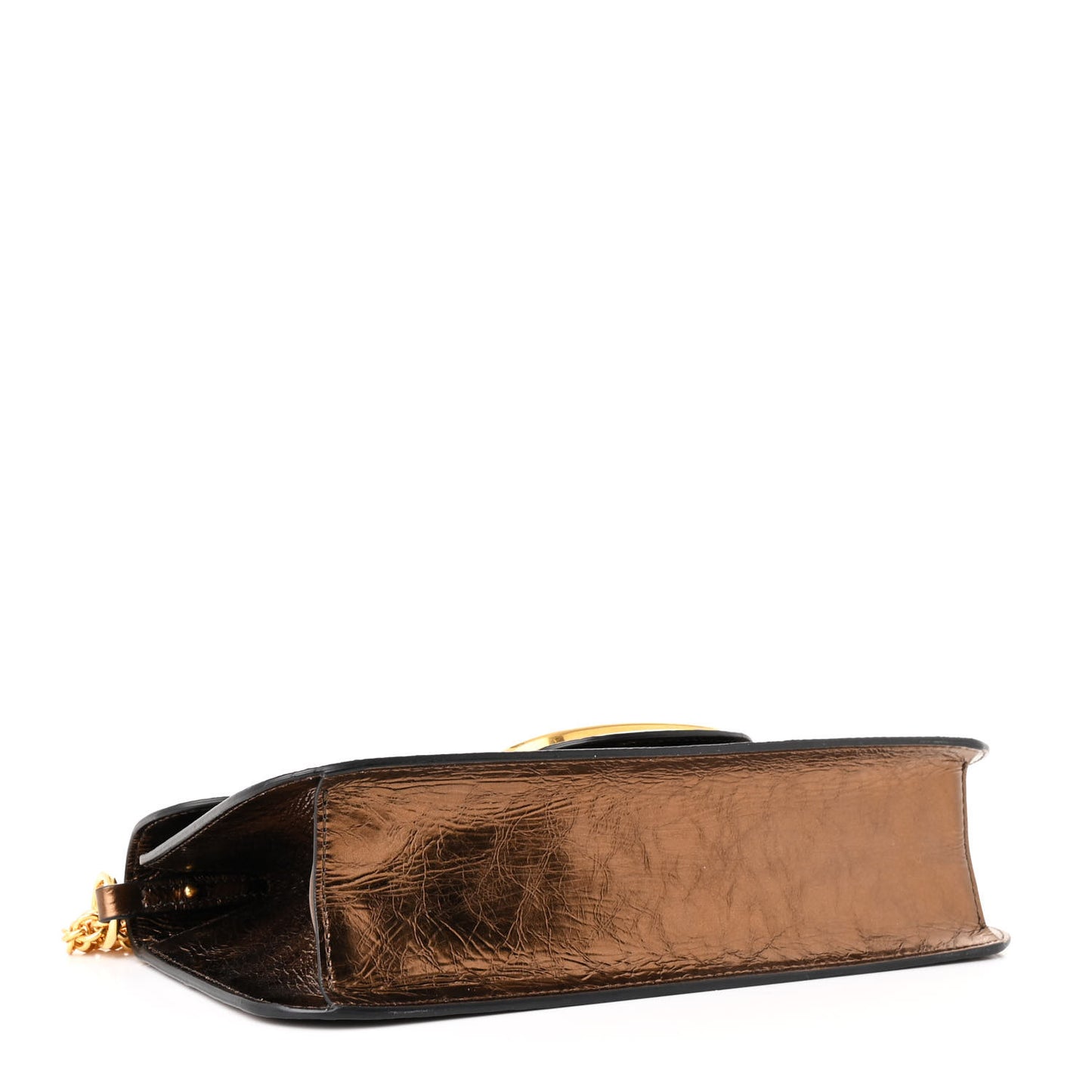 Metallic Crackle Effect Calfskin Vlogo Loco Shoulder Bag Bronze