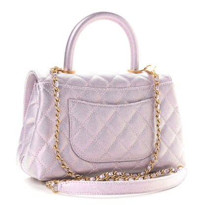Chanel Iridescent Caviar Quilted Mini Coco Handle Flap Light Pink 2 of 10