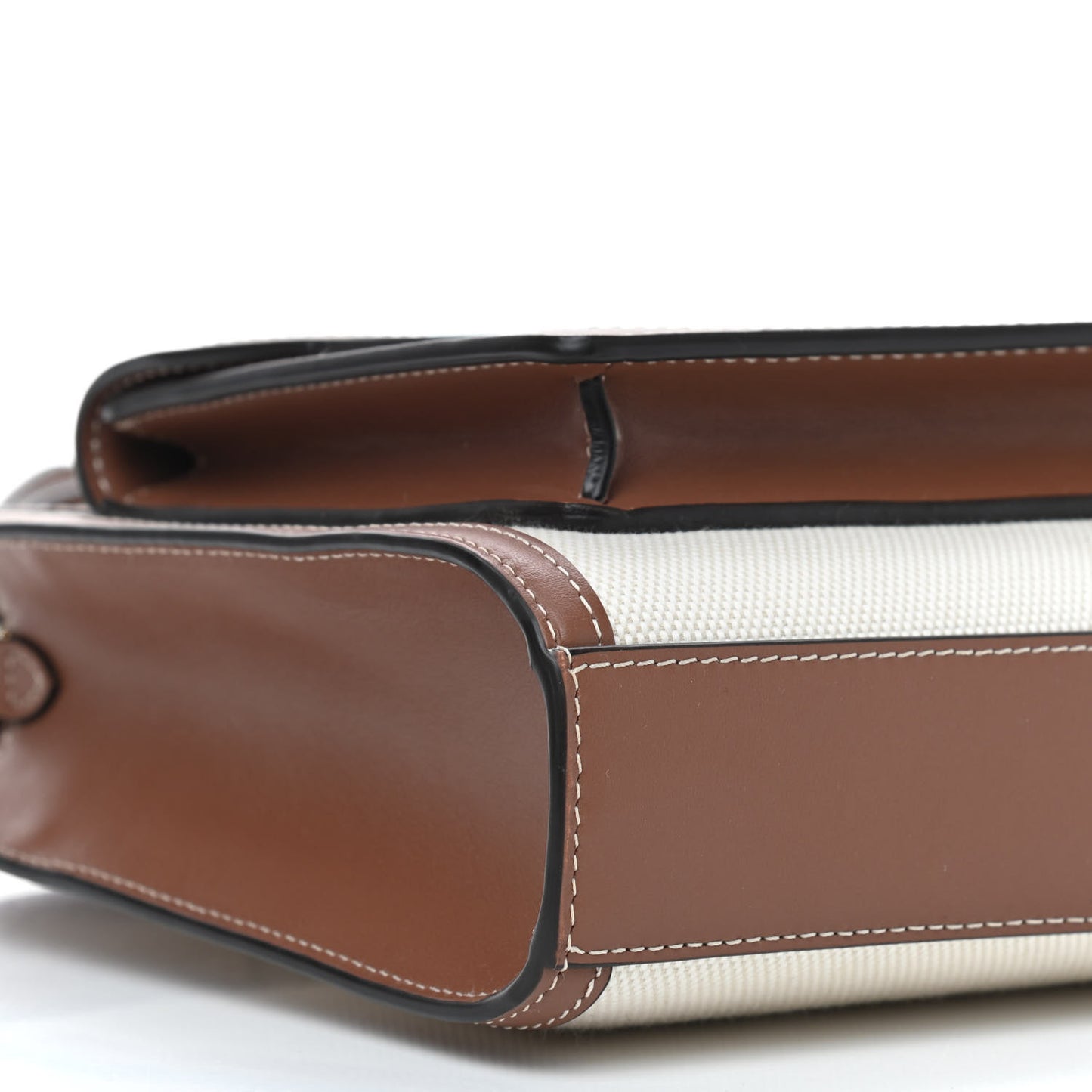 Canvas Smooth Calfskin Two Tone Mini Pocket Bag Natural Malt Brown