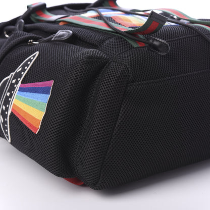 Gucci Mesh Web Hollywood Embroidered Double Buckle Backpack Black 5 of 9