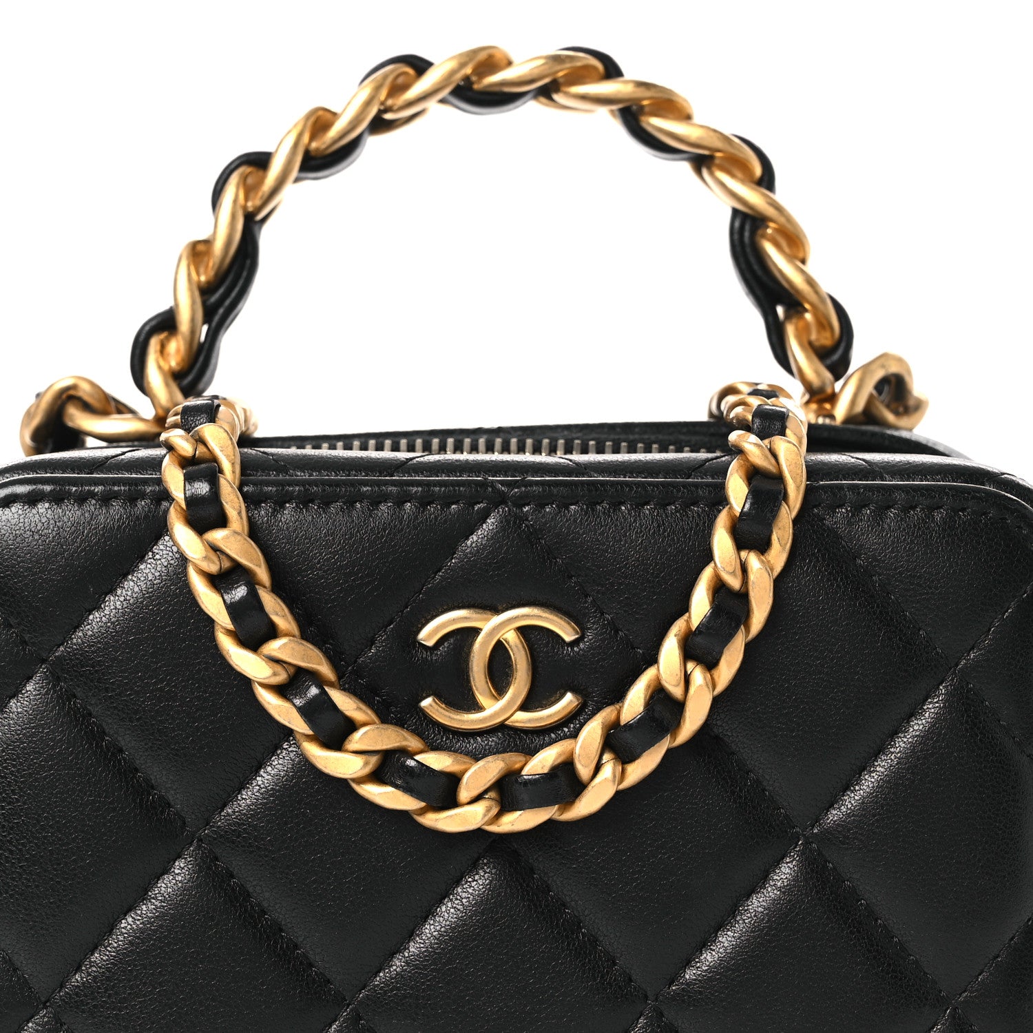 Chanel Lambskin Quilted Top Handle Mini Vanity Case Black 8 of 11