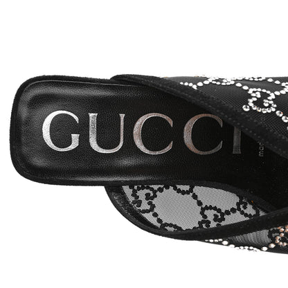 Gucci Tela Retino Kid Scamosciato Crystal GG Monogram Square G 95mm Slide Sandals 38 Black 7 of 8