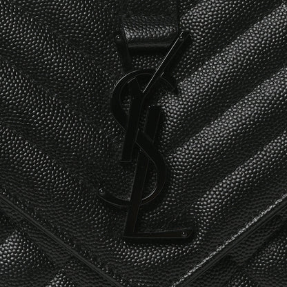 Saint Laurent Grain De Poudre Textured Mixed Matelasse Triquilt Medium Monogram Monochrome Satchel Black 15 of 22