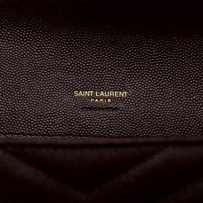 Saint Laurent Grain De Poudre Matelasse Chevron Monogram Envelope Clutch Rouge Legion 6 of 8