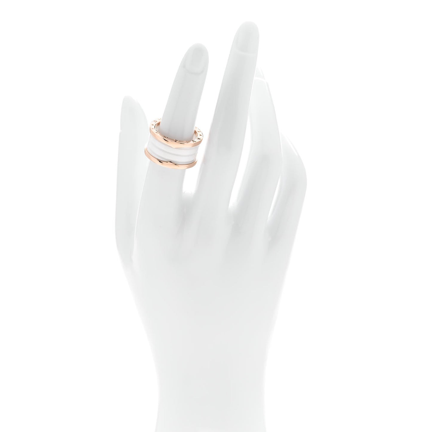 18K Rose Gold White Ceramic B.Zero1 Four-Band Ring 54 6.75
