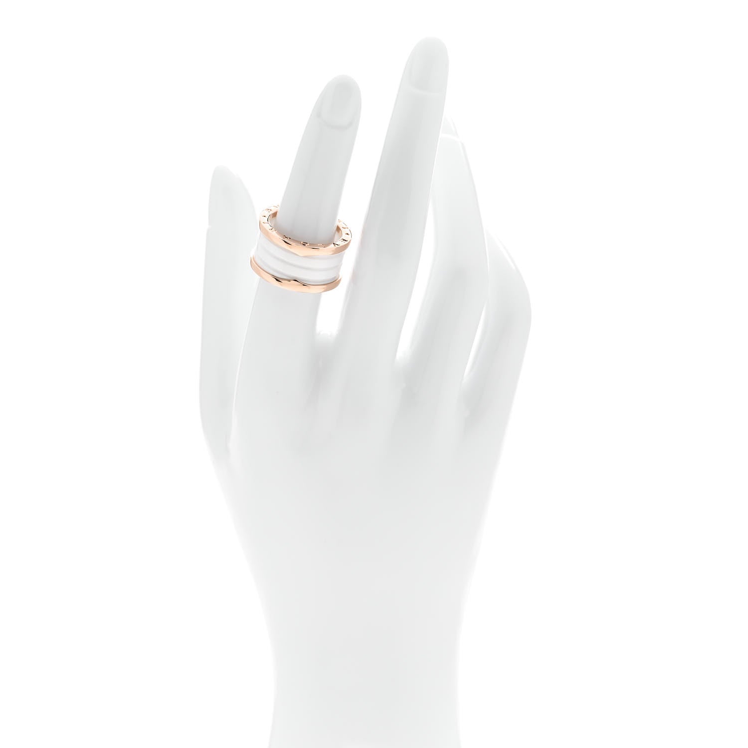 Bulgari 18K Rose Gold White Ceramic B.Zero1 Four-Band Ring 54 6.75 2 of 5
