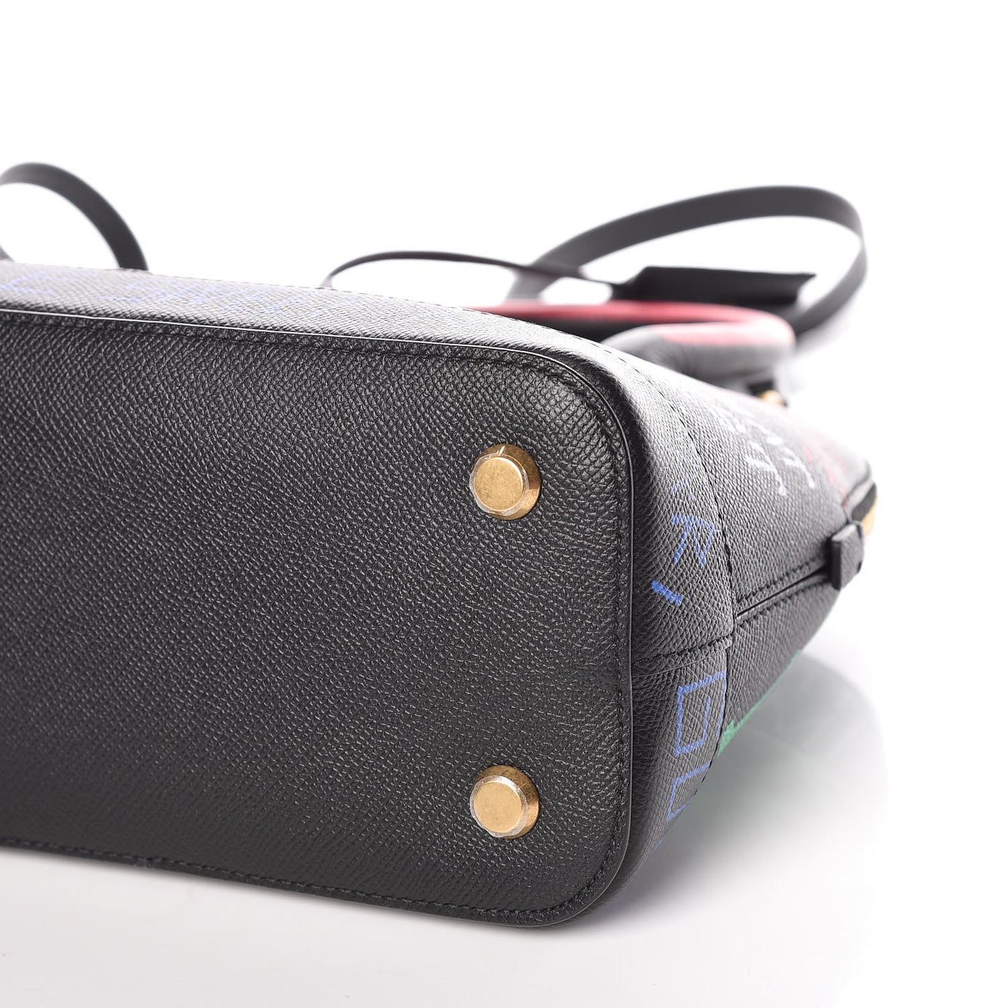 Signature Grained Calfskin Graffiti S Ville Top Handle Bag Black Multicolor