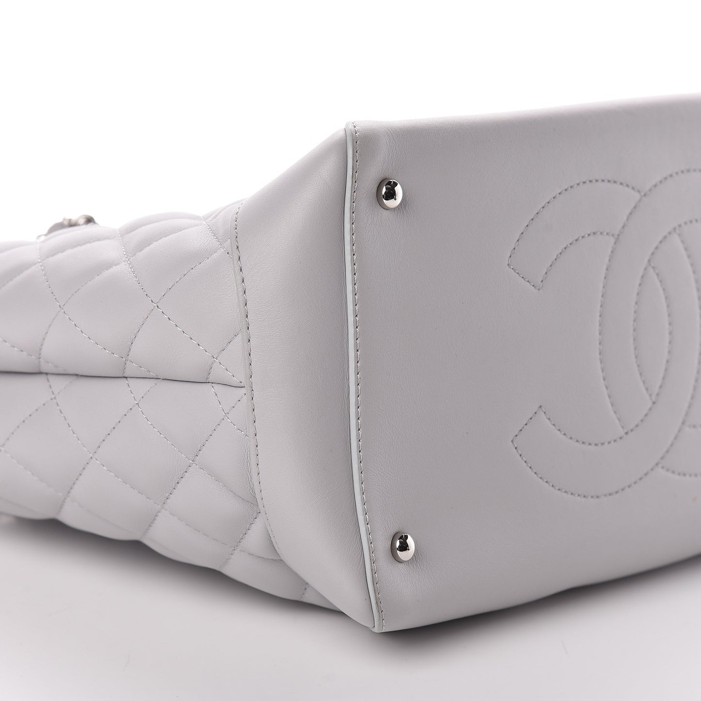 Calfskin Quilted Small Easy Shopping Tote Grey
