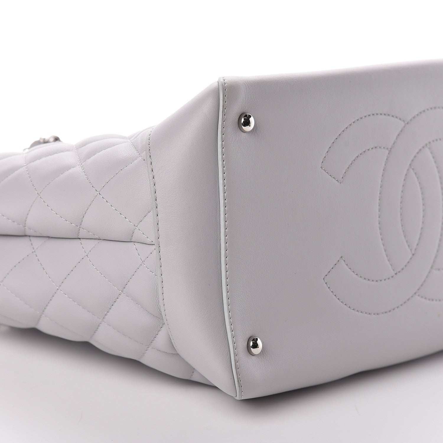 Chanel Calfskin Quilted Small Easy Shopping Tote Grey 8 of 13