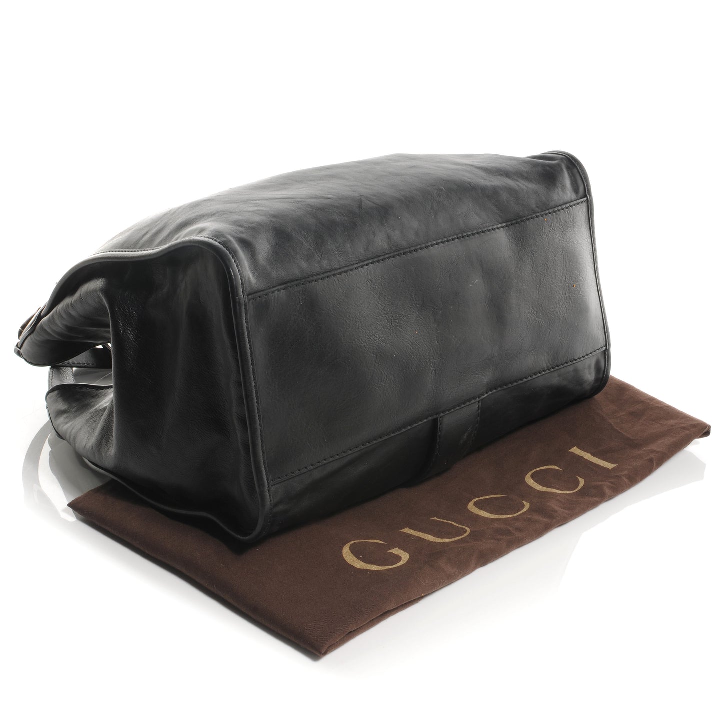 Washed Leather Medium Soft Stirrup Top Handle Bag Black