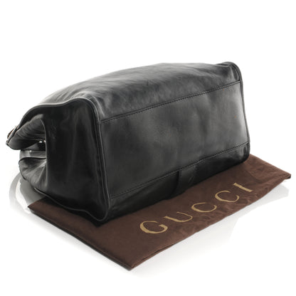 Gucci Washed Leather Medium Soft Stirrup Top Handle Bag Black 4 of 7