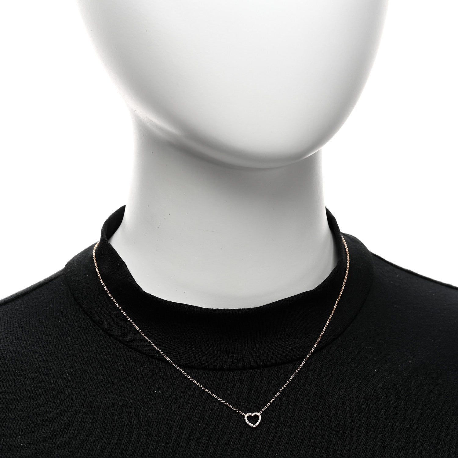 Tiffany 18K Rose Gold Diamond Metro Heart Pendant Necklace 2 of 4