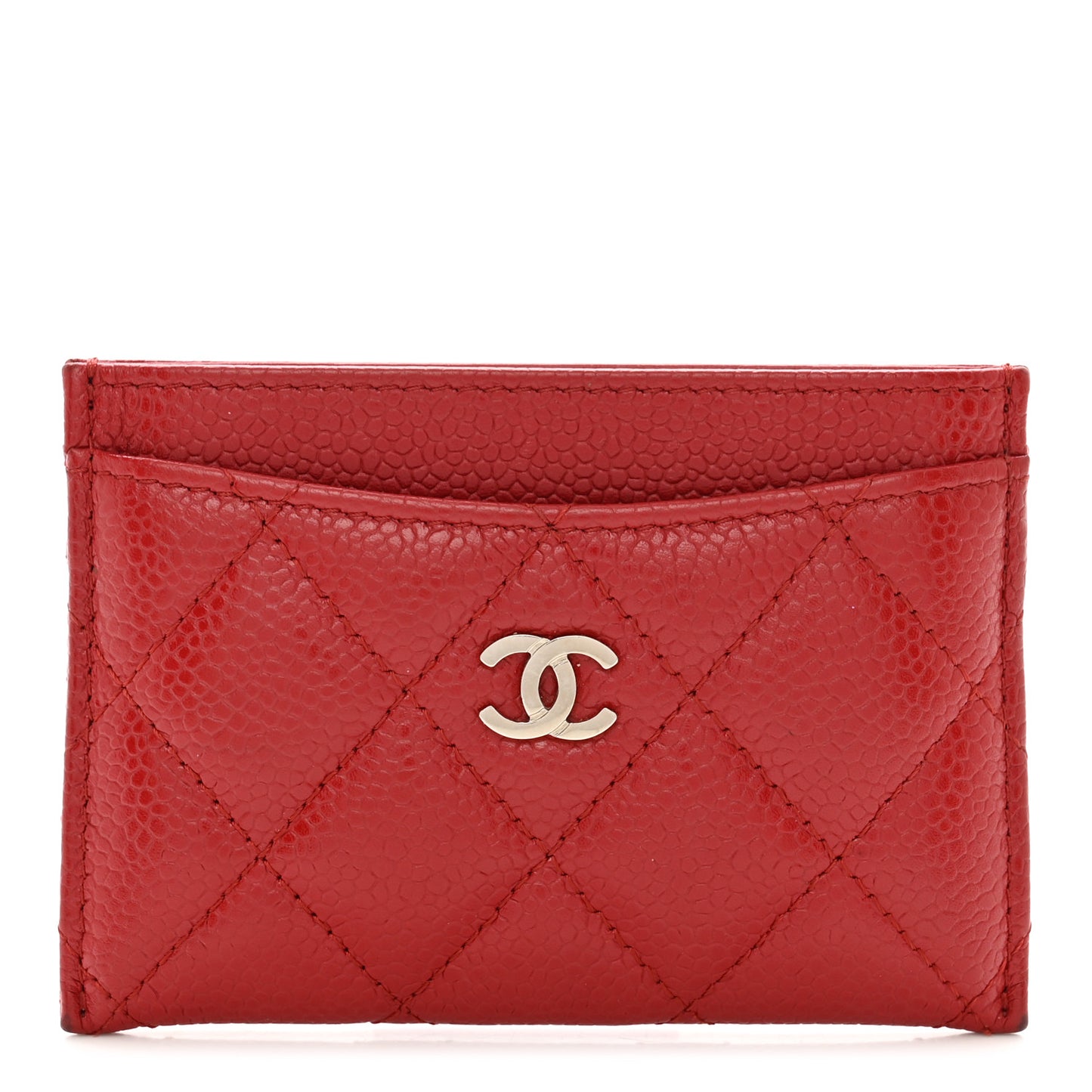 Caviar Quilted Card Holder Red