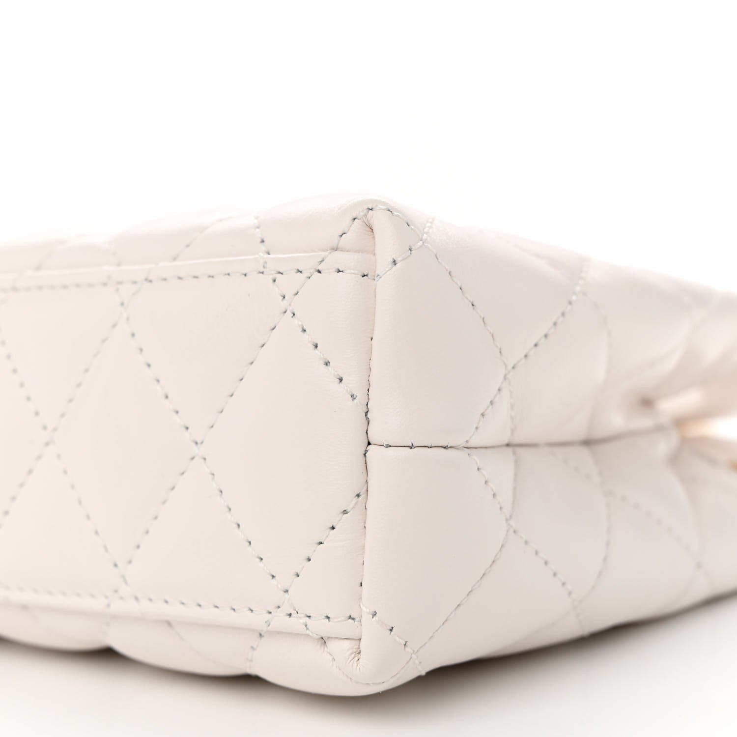 Chanel Shiny Aged Calfskin Quilted Nano Kelly Shopper White 10 of 12
