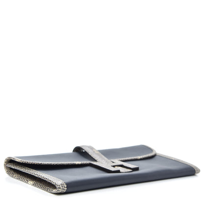 Hermes Swift Lizard Jige Elan Touch 29 Clutch Bleu Nuit Ombre 4 of 10
