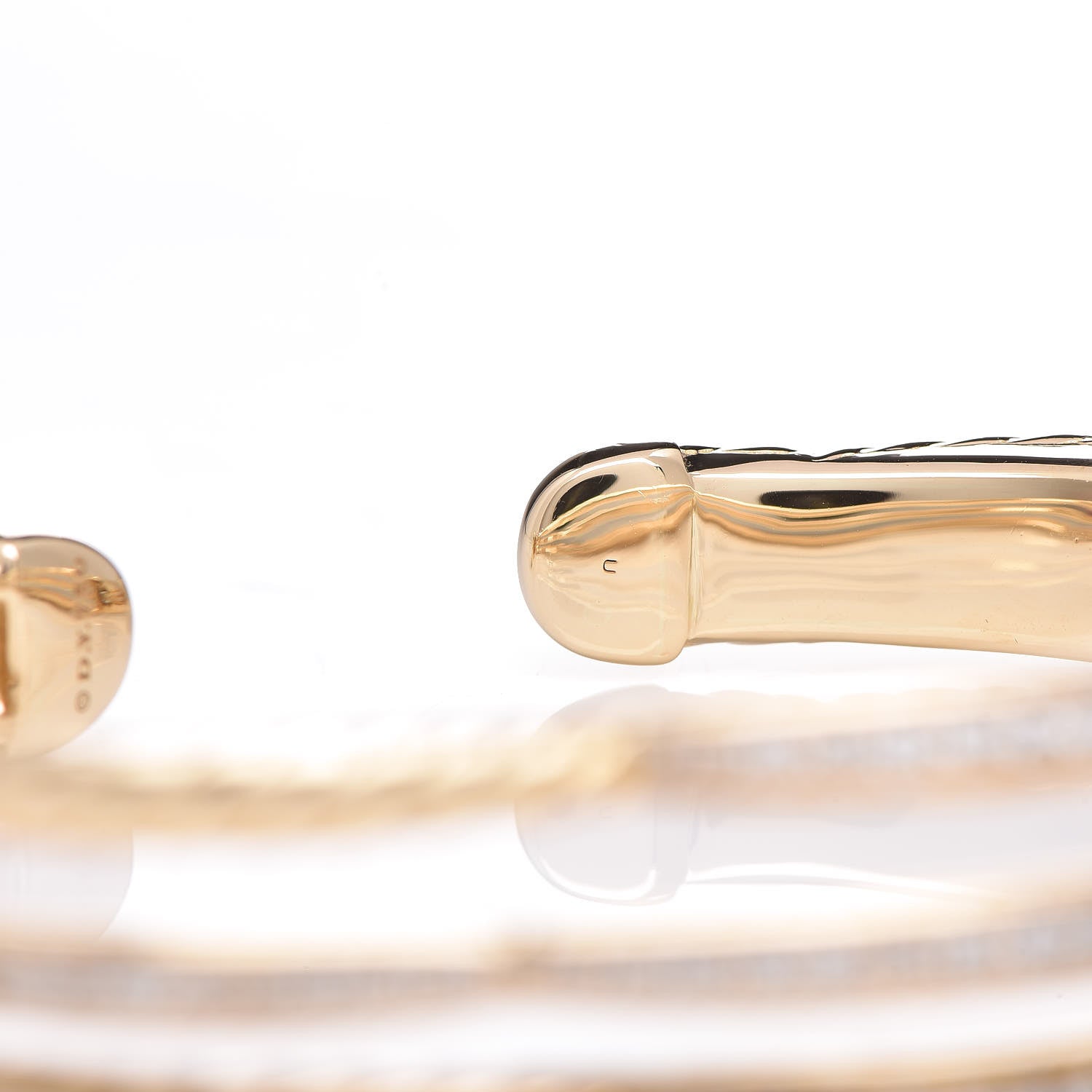 David Yurman 18K Yellow Gold Diamond Tides Three Row Cuff Bracelet 5 of 5