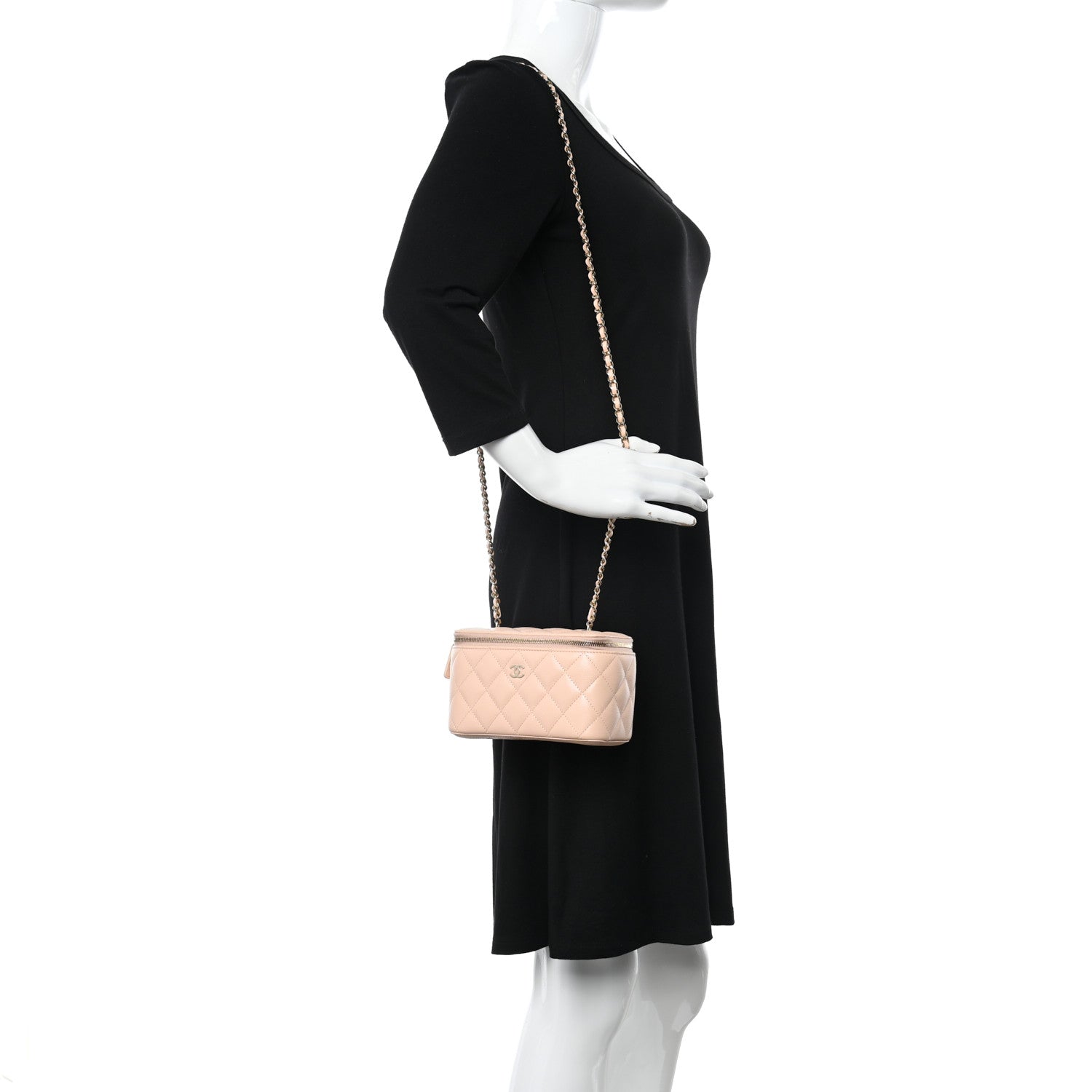 Chanel Caviar Quilted Small Vanity Case With Chain Light Beige 2 of 12