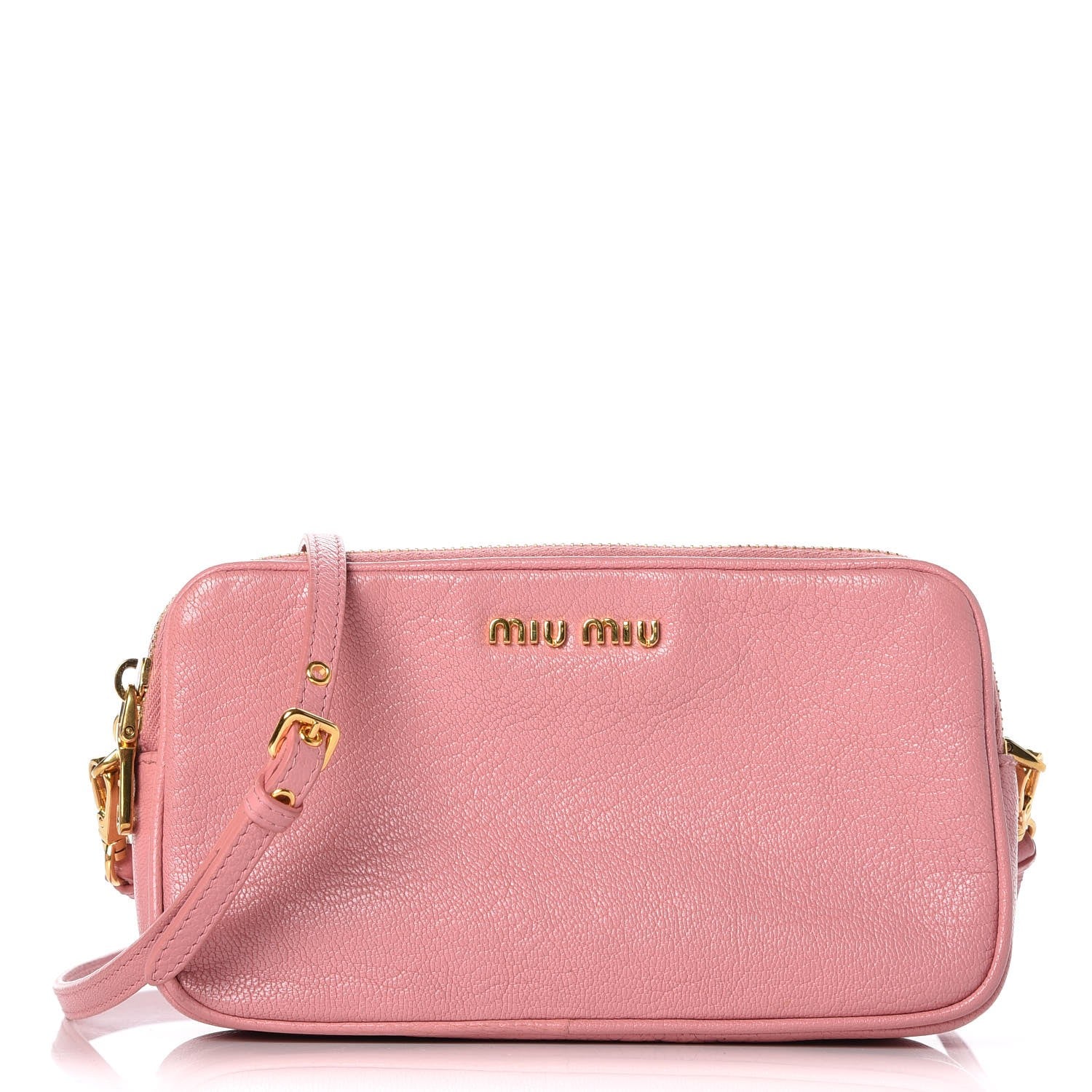 Miu Miu Goatskin Madras Double Zip Crossbody Bag Rosa 1 of 10