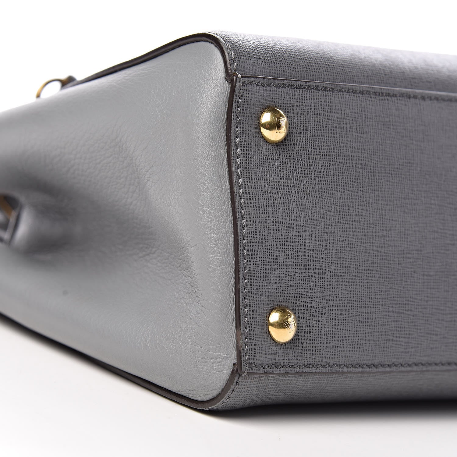 Fendi Vitello Elite Petite 2Jours Tote Grigio Grigio Chiaro 9 of 13