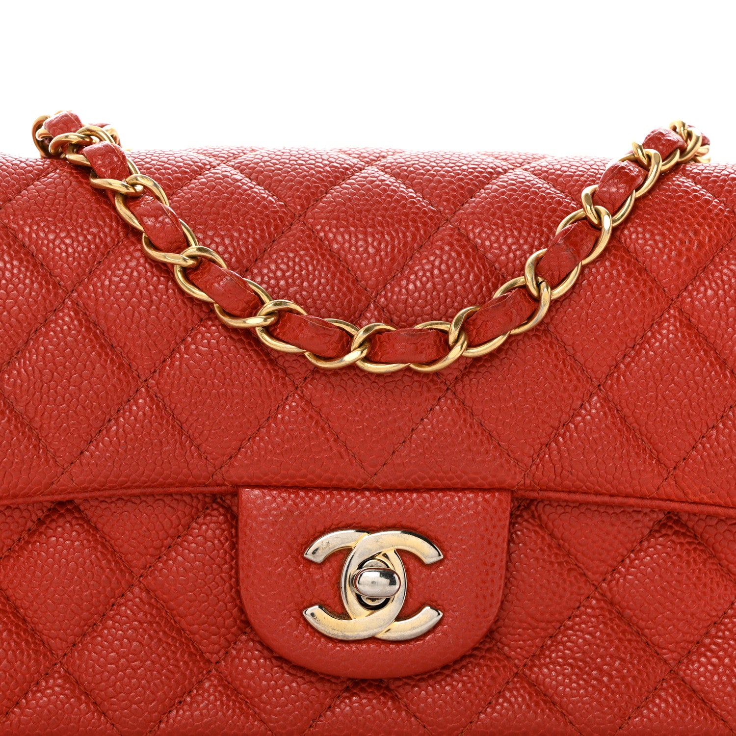 Chanel Pearly Caviar Quilted Mini Rectangular Flap Orange 8 of 12