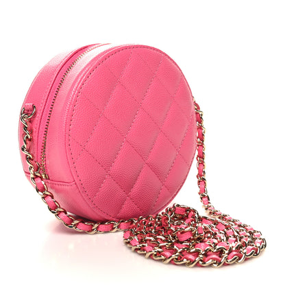 Chanel Caviar Quilted Round Clutch With Chain Pink 3 of 10