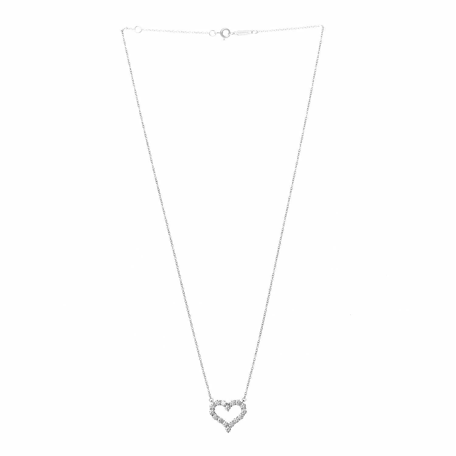 Tiffany Platinum Diamond .72ct Heart Pendant Necklace 3 of 7
