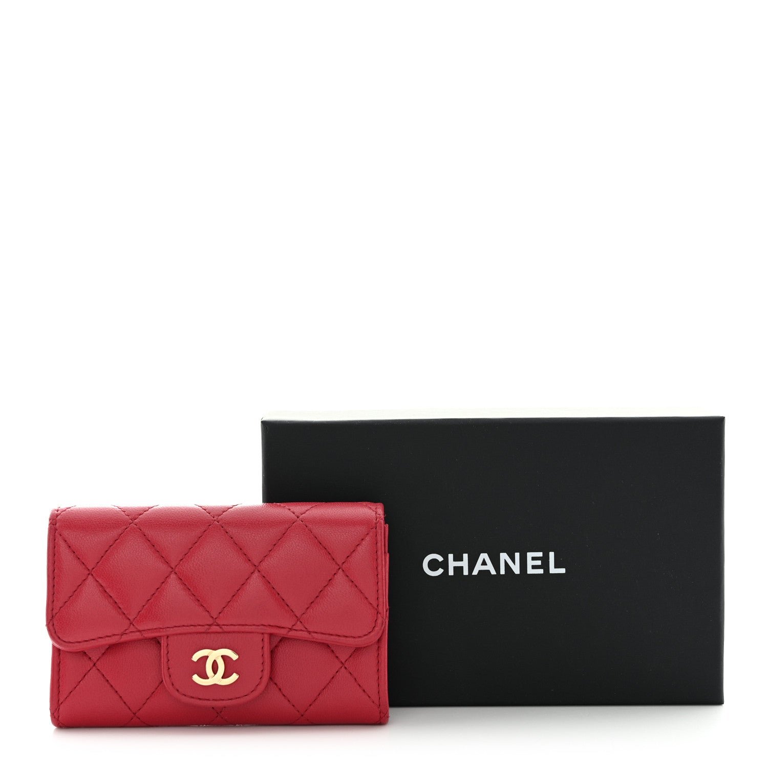 Chanel Lambskin Quilted Flap Card Holder Dark Pink 12 of 12