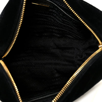 Prada Velluto Zip Top Chain Shoulder Bag Black 5 of 10