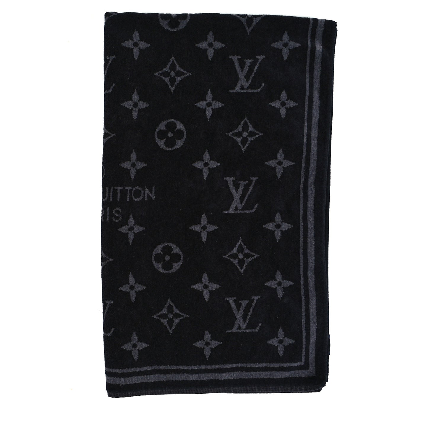 Cotton Monogram Eclipse Beach Towel Black