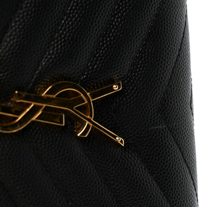 Saint Laurent Grain De Poudre Matelasse Chevron Monogram Chain Wallet Black 13 of 13