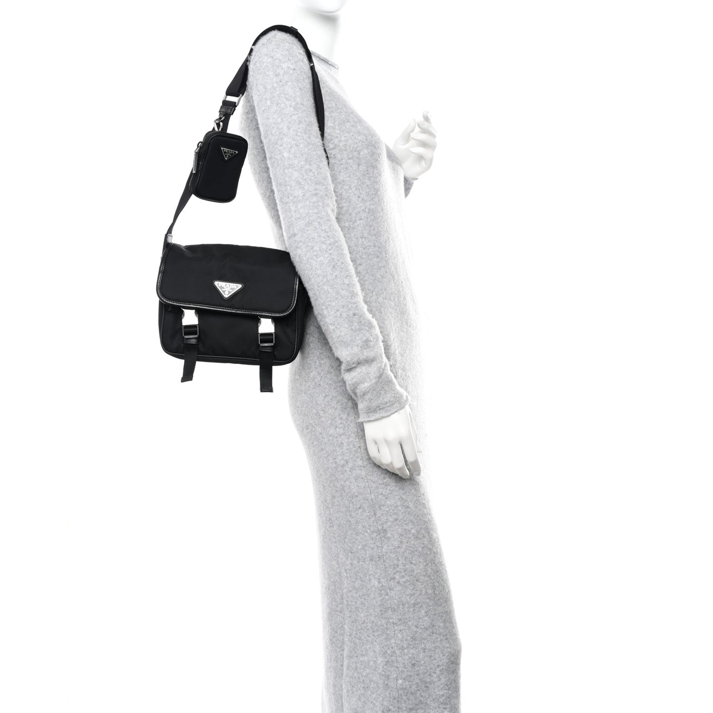 Re-Nylon Saffiano Shoulder Bag Black