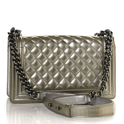Chanel Metallic Patent Calfskin Quilted Medium Boy Flap Silver 2 of 9