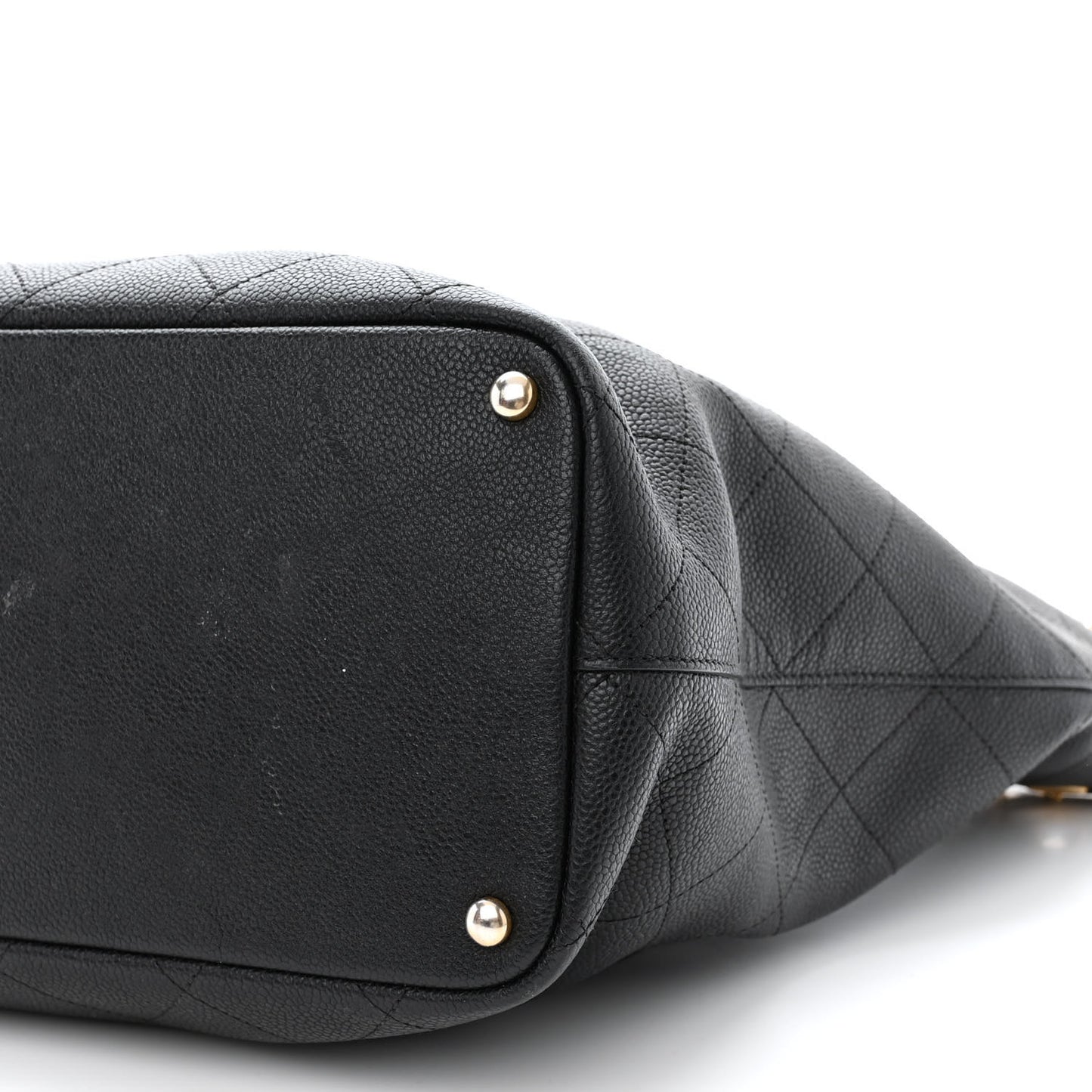 Caviar Quilted Grommet Embellished Piercing Chic Tote Bag Black