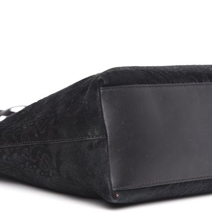 Gucci Nubuck Brocade Medium Soft Stirrup Tote Black 9 of 14