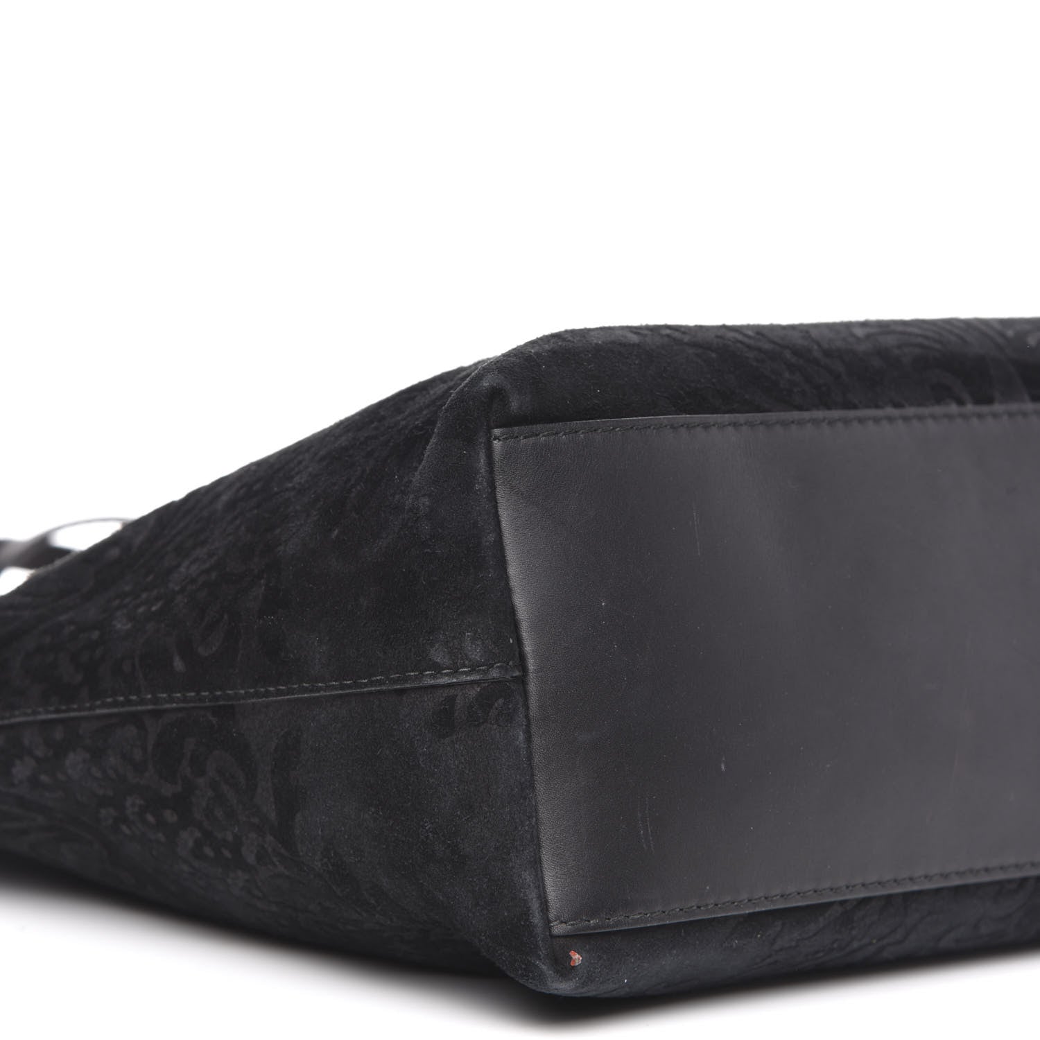 Gucci Nubuck Brocade Medium Soft Stirrup Tote Black 9 of 14