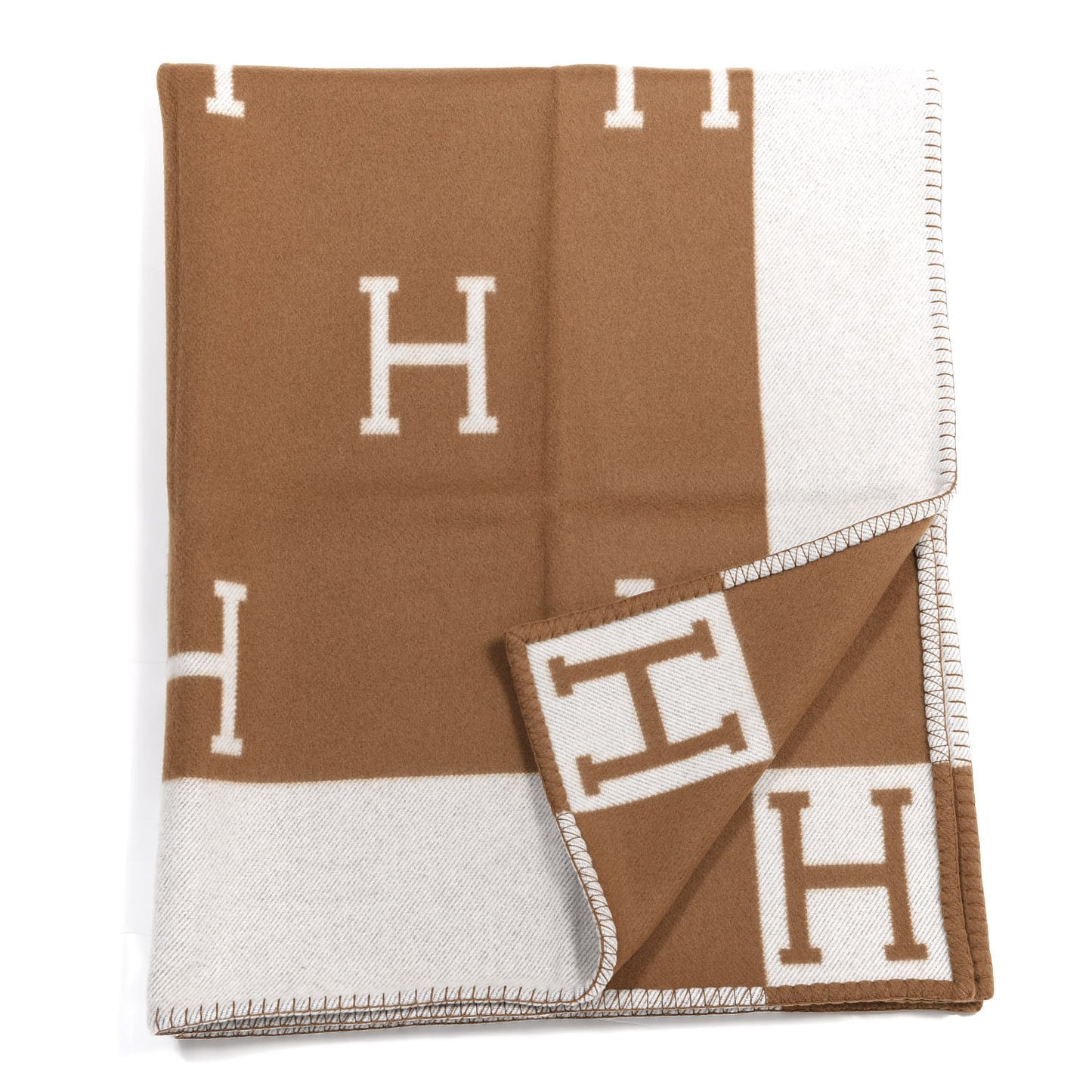 Wool Cashmere Avalon Blanket Ecru Camel