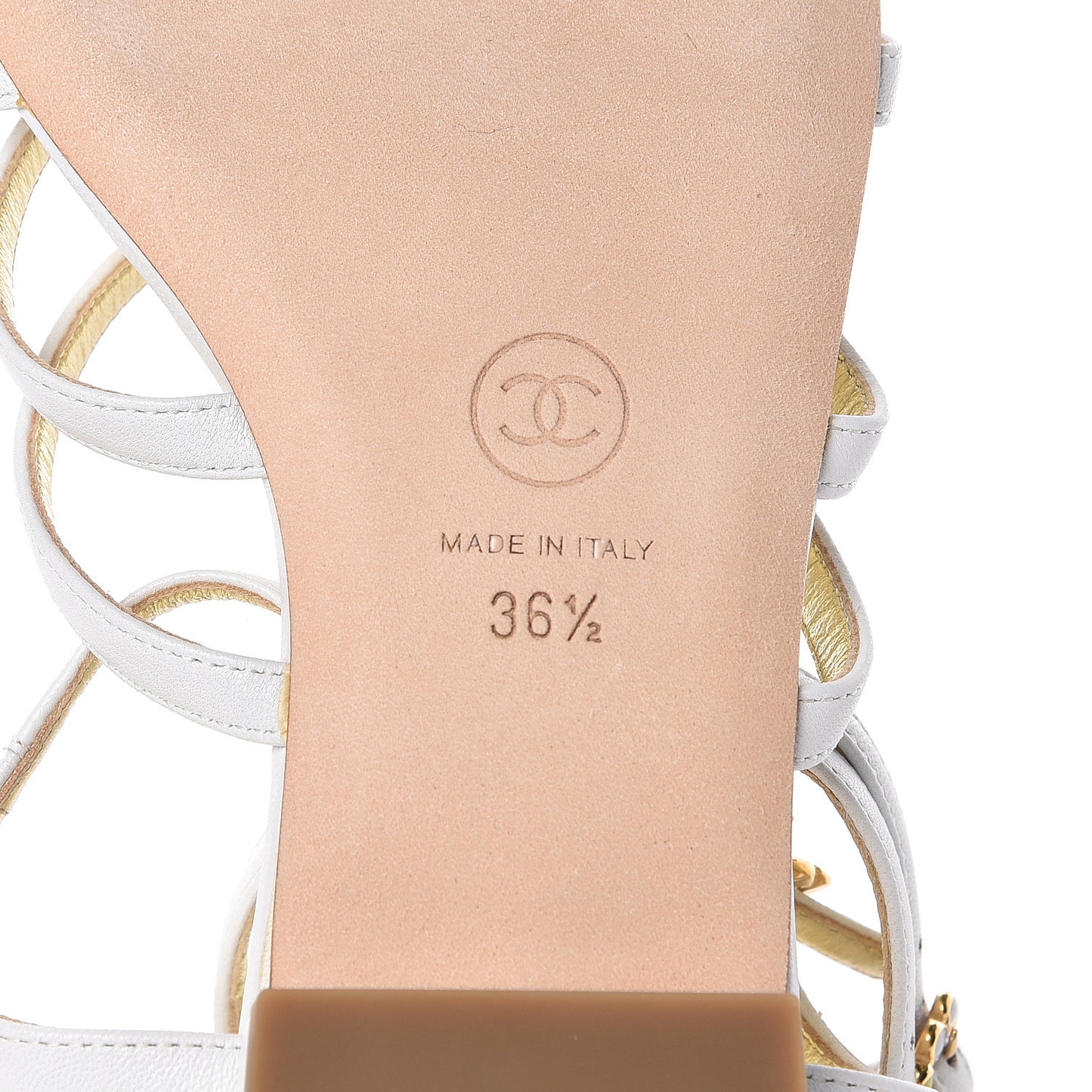 Lambskin Gripoix Flat Sandals 36.5 White