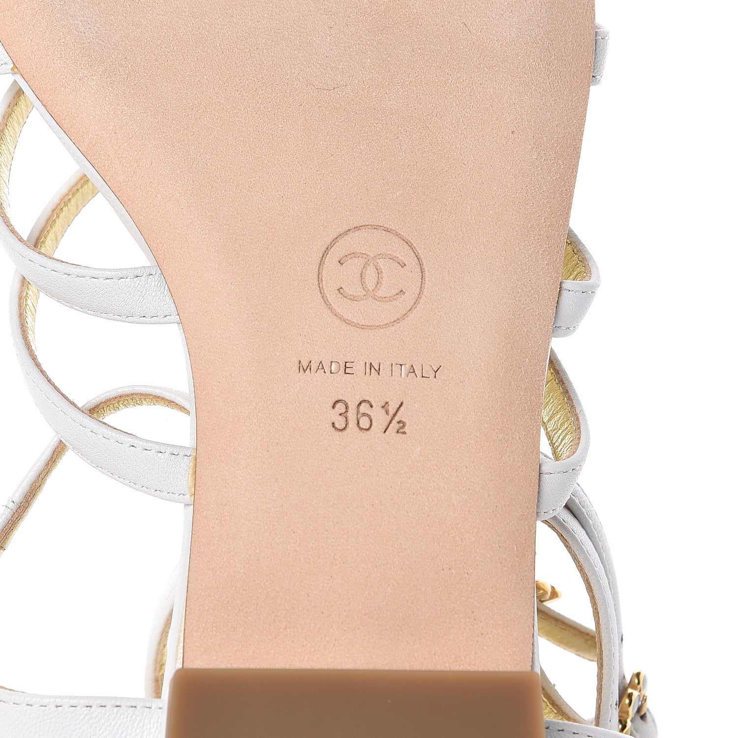 Chanel Lambskin Gripoix Flat Sandals 36.5 White 6 of 7