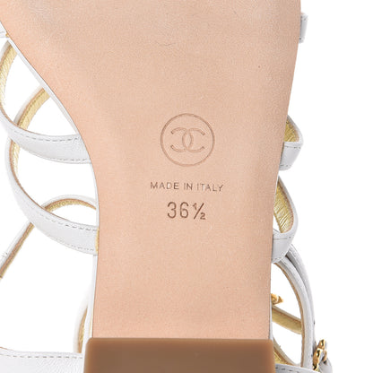 Chanel Lambskin Gripoix Flat Sandals 36.5 White 6 of 7