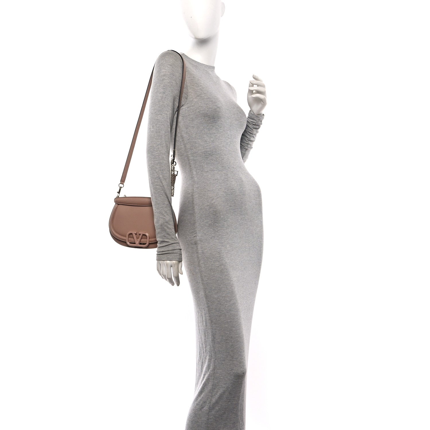 Valentino Garavani Grainy Calfskin VSling Saddle Bag Rose Cannelle 2 of 10