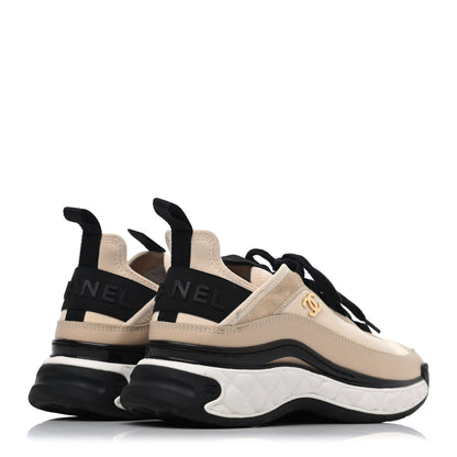 Chanel Velvet Calfskin Mixed Fibers CC Sneakers 36 Beige 3 of 4
