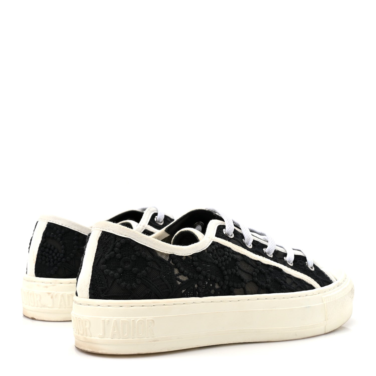 Christian Dior Macramé Embroidered Cotton Womens Walk'N'Dior Low Top Sneakers 36 Black White 6 of 10