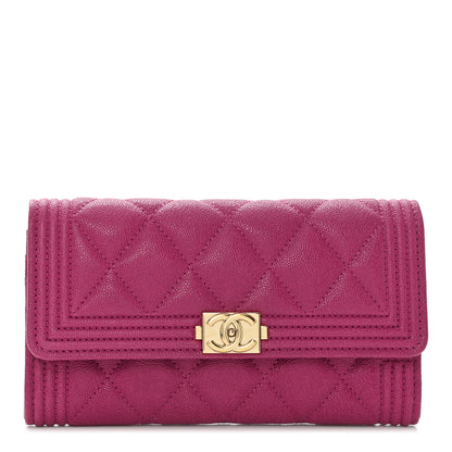 Chanel Caviar Quilted Medium Boy Flap Wallet Fuchsia 1 of 11